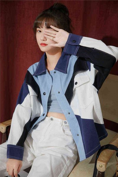 women's jackets 2022 xiuji short versatile et fashion ins contrast stitching denim spring and autumn coat women, Black;brown
women's jackets 2022 xiuji short versatile et fashion ins contrast stitching denim spring and autumn coat women, Black;brown