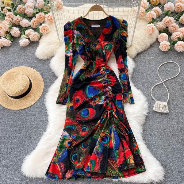 casual dresses vintage print mermaid dress women elegant french fashion slim autumn chic drawstring split midi, Black;gray
casual dresses vintage print mermaid dress women elegant french fashion slim autumn chic drawstring split midi, Black;gray