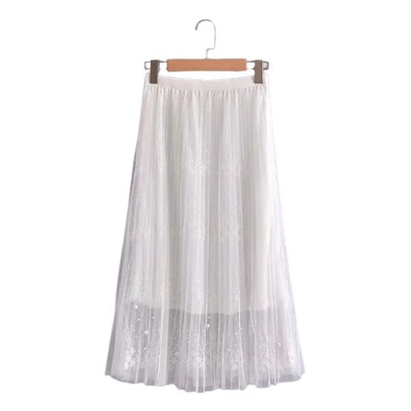summer skirts womens beading mesh tulle women elastic high waist a line mid calf midi long pleated saia 210531, Black
summer skirts womens beading mesh tulle women elastic high waist a line mid calf midi long pleated saia 210531, Black