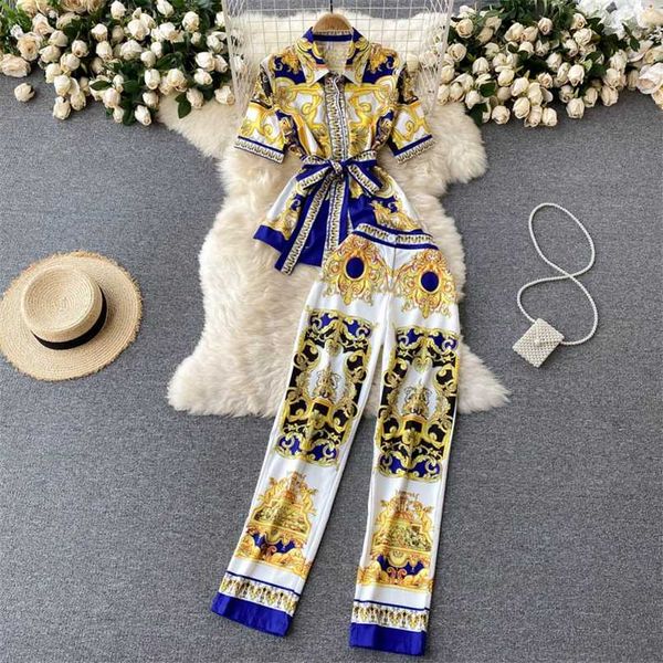 ladies temperament 2-piece suit summer fashion short-sleeved shirt design niche print wide-leg pants two-piece trend 211105, White
ladies temperament 2-piece suit summer fashion short-sleeved shirt design niche print wide-leg pants two-piece trend 211105, White