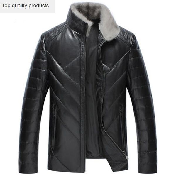 men's leather & faux 2021 arrival winter real sheepskin& collar white duck down jackets coat plus size jaqueta de cour, Black
men's leather & faux 2021 arrival winter real sheepskin& collar white duck down jackets coat plus size jaqueta de cour, Black