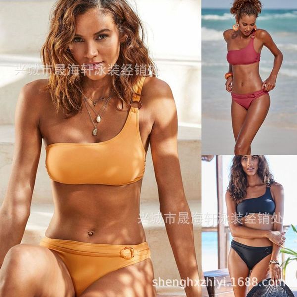 shoulder 2021 one solid bikini, Black;white 
shoulder 2021 one solid bikini, Black;white