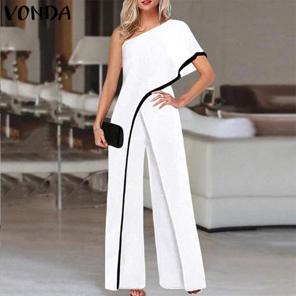 casual long trousers wide leg palazzo pantalones vonda 2021 women loose solid one shoulder jumpsuits plus size overalls 5xl, Black;white
casual long trousers wide leg palazzo pantalones vonda 2021 women loose solid one shoulder jumpsuits plus size overalls 5xl, Black;white