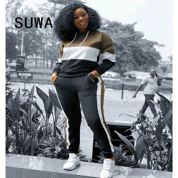 contract spliced two piece tracksuit women set costumes long sleeve hooded sweatshirt and sporty jogger legging pants suit 210525, White
contract spliced two piece tracksuit women set costumes long sleeve hooded sweatshirt and sporty jogger legging pants suit 210525, White