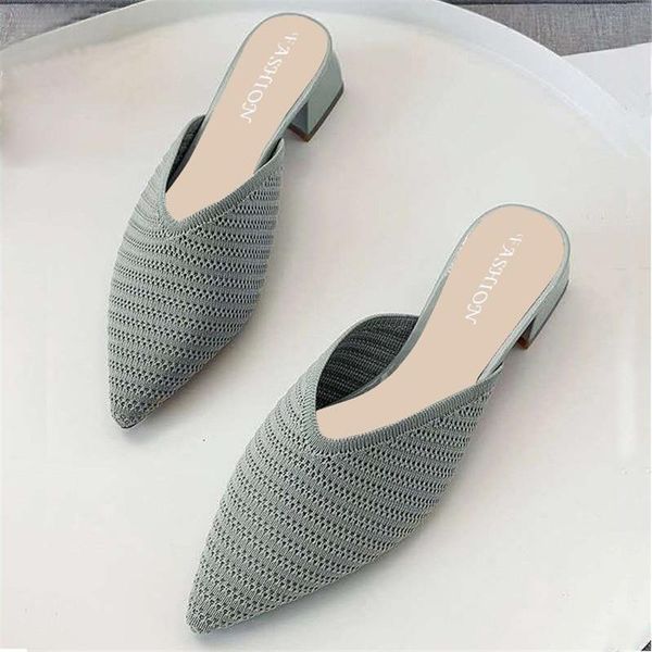 slippers women knit stretch mesh pointed toe fashion shallow mid heel square summer shoes, Black
slippers women knit stretch mesh pointed toe fashion shallow mid heel square summer shoes, Black