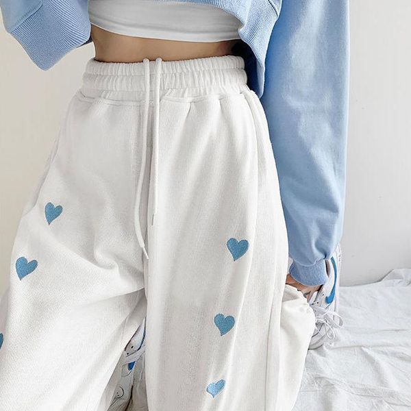 women's pants & capris 2021 love embroidered sweatpants high waist loose straight wide leg drawstring harajuku, Black;white
women's pants & capris 2021 love embroidered sweatpants high waist loose straight wide leg drawstring harajuku, Black;white