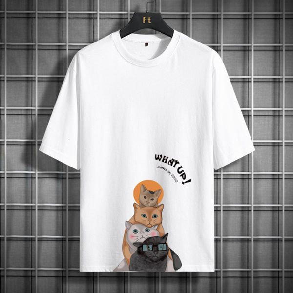 Pure cotton t-shirt men's 2021 summer short-sleeved fashion casual round neck compassionate loose half-sleeved tide, White
Pure cotton t-shirt men's 2021 summer short-sleeved fashion casual round neck compassionate loose half-sleeved tide, White