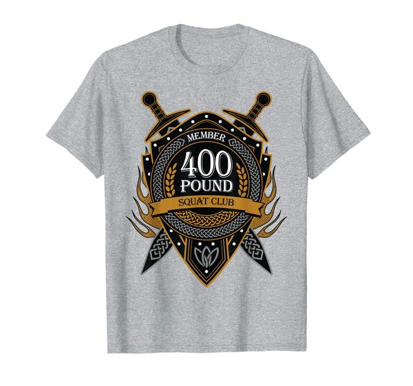400 pound squat club member celtic shield men women t-shirt, White;black 
400 pound squat club member celtic shield men women t-shirt, White;black