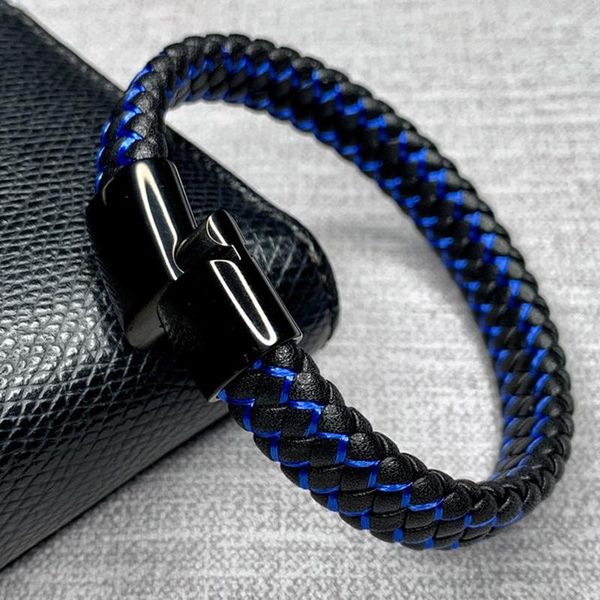 charm bracelets fashion braided black blue leather bracelet men stainless steel magnetic clasp bangles male wrist band gifts 002, Golden;silver
charm bracelets fashion braided black blue leather bracelet men stainless steel magnetic clasp bangles male wrist band gifts 002, Golden;silver
