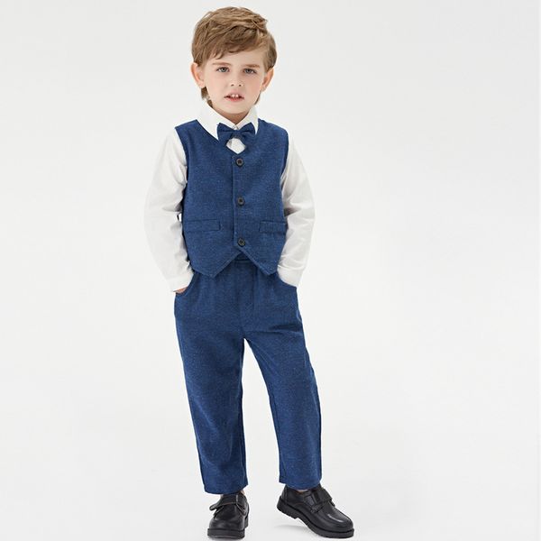 origin children's clothing autumn british vest long sleeve shirt pants three piece set, Blue
origin children's clothing autumn british vest long sleeve shirt pants three piece set, Blue
