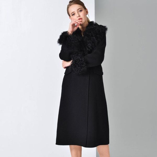 women's wool & blends 2021 autumn winter trench coat female long double sided luxury real coats manteau femme lx2401, Black
women's wool & blends 2021 autumn winter trench coat female long double sided luxury real coats manteau femme lx2401, Black