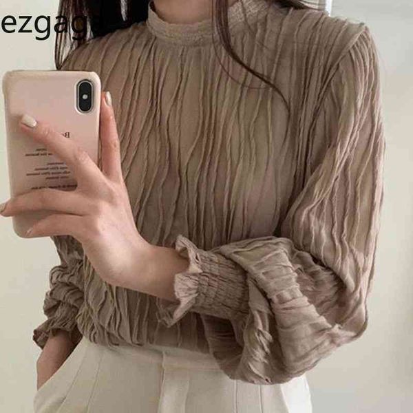 ezgaga women blouse korean chic vintage long sleeve ruffles turtleneck chiffon ruched loose office lady shirts elegant fashion 210430, White
ezgaga women blouse korean chic vintage long sleeve ruffles turtleneck chiffon ruched loose office lady shirts elegant fashion 210430, White