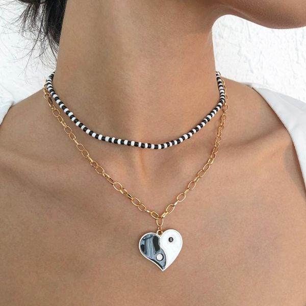 chains lalynnly women's vintage double layer rice bead dripping oil yin yang pendant necklace female fashion necklaces jewelry n8958, Silver
chains lalynnly women's vintage double layer rice bead dripping oil yin yang pendant necklace female fashion necklaces jewelry n8958, Silver