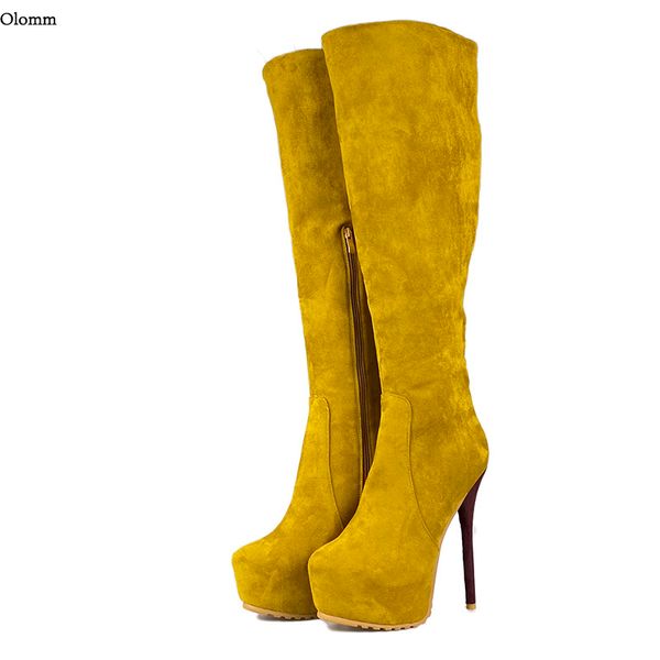 rontic new fashion handmde women winter platform long boots thin high heels round toe brown shoes women plus us size 5-20, Black
rontic new fashion handmde women winter platform long boots thin high heels round toe brown shoes women plus us size 5-20, Black