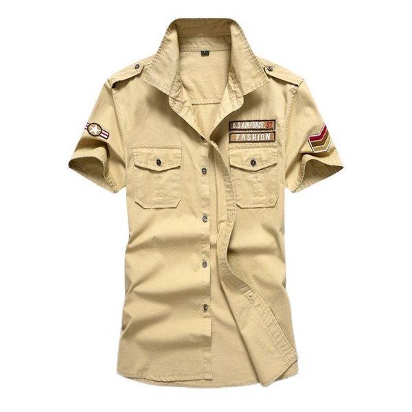 men's casual shirts military oversized short sleeve shirt pure cotton streetwear men clothing chemise homme 6xl mfjh105, White;black