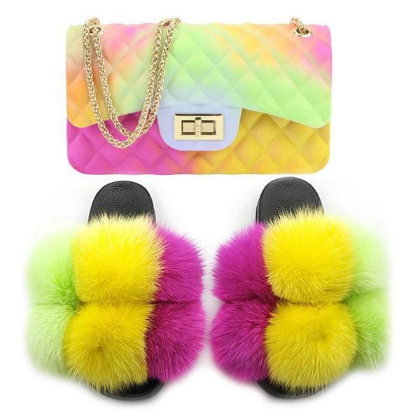 women's real fur slippers colorful slides ladies luxury furry sandals female fluffy house shoes fashion jelly bags sets, Black
women's real fur slippers colorful slides ladies luxury furry sandals female fluffy house shoes fashion jelly bags sets, Black