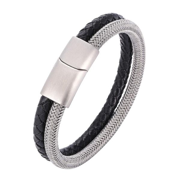 charm bracelets stainless steel wire cable magnetic clasp double layered bracelet men braided genuine leather wristband male jewelry gift sp, Golden;silver
charm bracelets stainless steel wire cable magnetic clasp double layered bracelet men braided genuine leather wristband male jewelry gift sp, Golden;silver