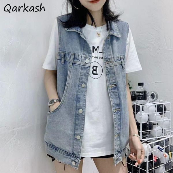 women's vests denim women turn-down collar pockets cool streetwear all-match retro design single breasted do old hipster female harajuk, Black;white
women's vests denim women turn-down collar pockets cool streetwear all-match retro design single breasted do old hipster female harajuk, Black;white