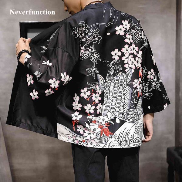 hoodies men japanese style koi printed kimono jackets streetwear sunscreen beach thin and breathable cardigan coats 4xl 5xl, Black
hoodies men japanese style koi printed kimono jackets streetwear sunscreen beach thin and breathable cardigan coats 4xl 5xl, Black