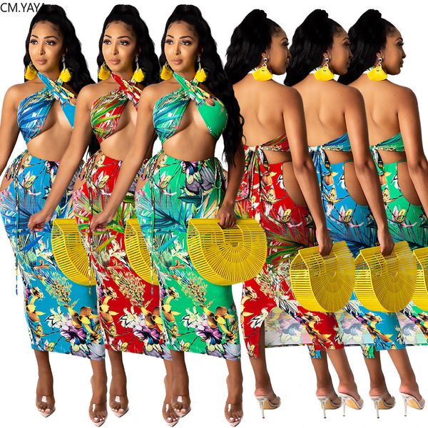 women floral print halter ne crop bodycon midi pencil maxi skirt suit two piece set club night party dressby air, White
women floral print halter ne crop bodycon midi pencil maxi skirt suit two piece set club night party dressby air, White