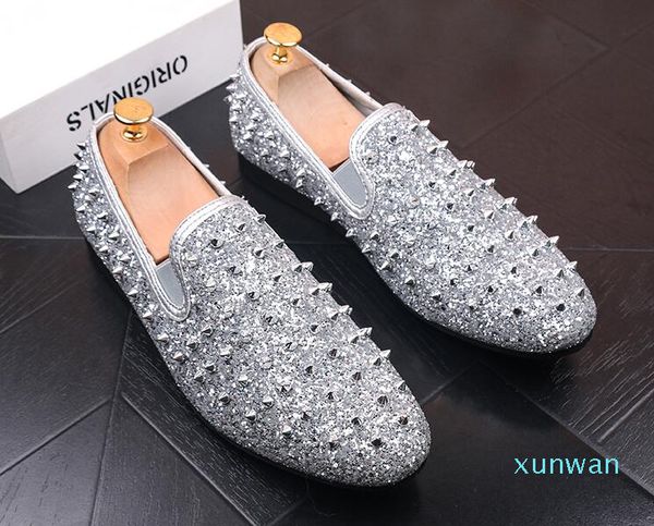 designer men rivet loafers flats glittering tudded spike luxury mens dress shoes slip on sapato feminino male homecoming prom shoes, Black
designer men rivet loafers flats glittering tudded spike luxury mens dress shoes slip on sapato feminino male homecoming prom shoes, Black