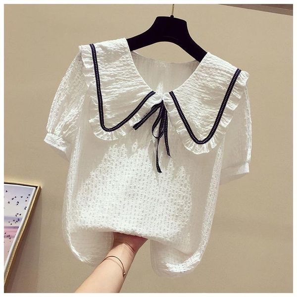 women's blouses & shirts korean style pullover chiffon shirt summer 2021 fashion short loose sweet short-sleeved, White
women's blouses & shirts korean style pullover chiffon shirt summer 2021 fashion short loose sweet short-sleeved, White