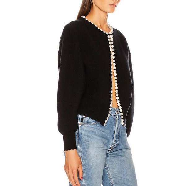 women's jackets runway women cardigan 2021 spring pearls beaded buckle long sleeve open stitch sweater coat knitted outfits black, Black;brown
women's jackets runway women cardigan 2021 spring pearls beaded buckle long sleeve open stitch sweater coat knitted outfits black, Black;brown
