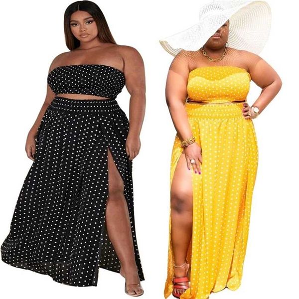 plus size two piece set women summer holiday clothes wholesale sweet bra maxi skirt dots print beatch style drop 211106, Black
plus size two piece set women summer holiday clothes wholesale sweet bra maxi skirt dots print beatch style drop 211106, Black