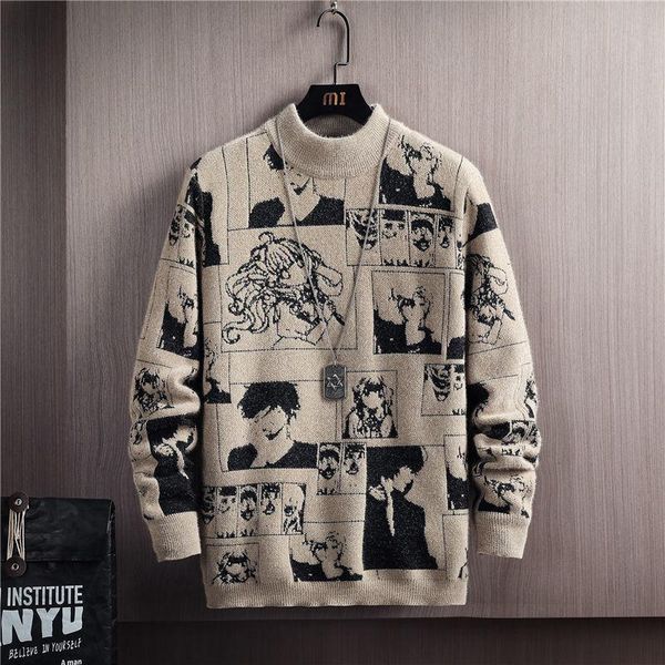 men's sweaters men trendy loose round neck sweater korean casual all-match plus velvet bottoming shirt fashion mens, White;black
men's sweaters men trendy loose round neck sweater korean casual all-match plus velvet bottoming shirt fashion mens, White;black