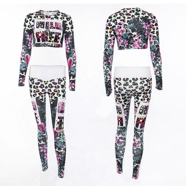 gym clothing women 2 pieces multicolor flower leaf letter print suit tracksuit long sleeve crop leggings, White;black
gym clothing women 2 pieces multicolor flower leaf letter print suit tracksuit long sleeve crop leggings, White;black