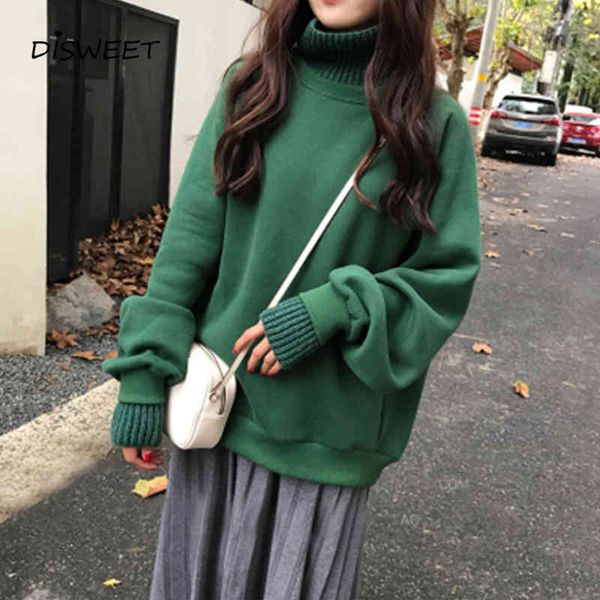 knits high neck stitching pullover korean solid loose long sleeve sweater knitted women winter warm slim women's sweaters, White
knits high neck stitching pullover korean solid loose long sleeve sweater knitted women winter warm slim women's sweaters, White
