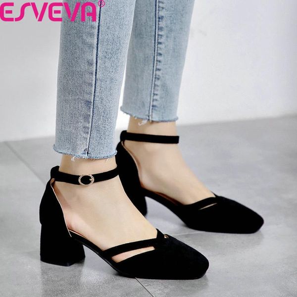 dress shoes esveva 2021 square toe flock spring autumn casual ladies pumps buckle high heel all match women big size 34-43, Black
dress shoes esveva 2021 square toe flock spring autumn casual ladies pumps buckle high heel all match women big size 34-43, Black