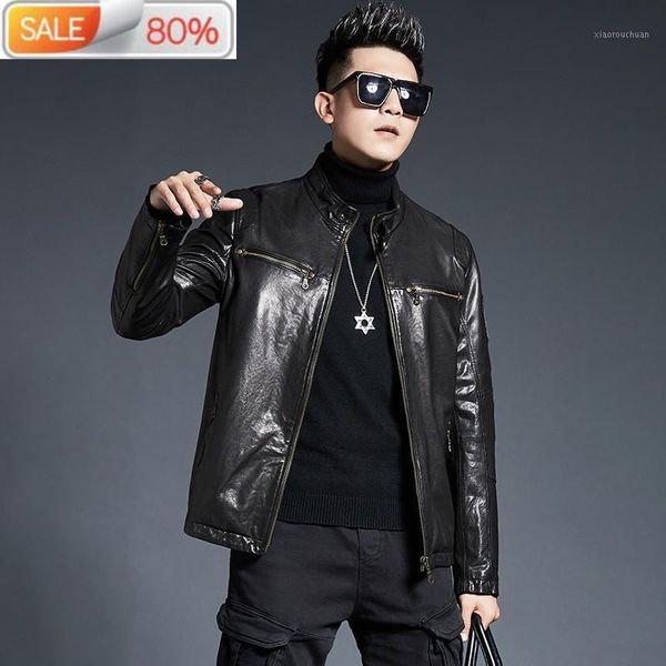 men's leather & faux 2021 genuine men 100% sheepskin coat vintage motorcycle biker jacket short jackets b24026, Black
men's leather & faux 2021 genuine men 100% sheepskin coat vintage motorcycle biker jacket short jackets b24026, Black