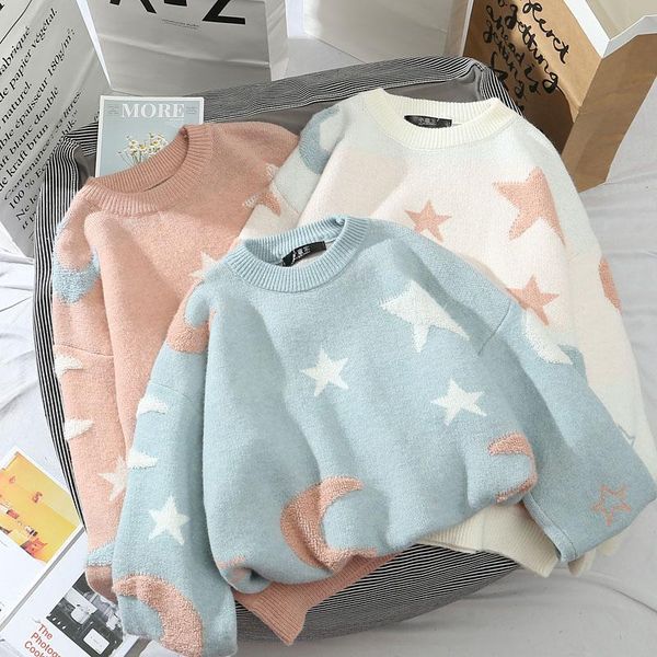women's sweaters vintage kawaii soft knitted sweater women o-neck long sleeve autumn winter jumpers stars moon designer pullovers outwe, White;black
women's sweaters vintage kawaii soft knitted sweater women o-neck long sleeve autumn winter jumpers stars moon designer pullovers outwe, White;black