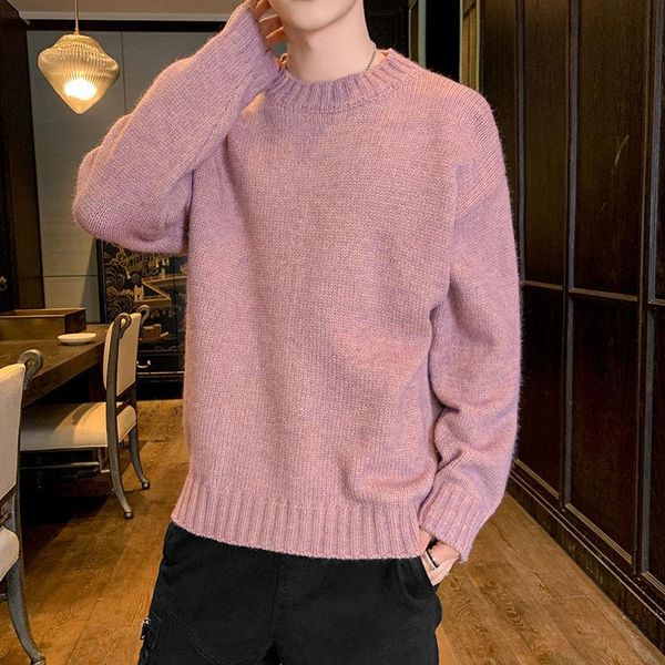 men's sweaters 2021 autumn winter men fashion solid color oversized sweater long sleeve knit clothes streetwear pullovers f430, White;black 
men's sweaters 2021 autumn winter men fashion solid color oversized sweater long sleeve knit clothes streetwear pullovers f430, White;black