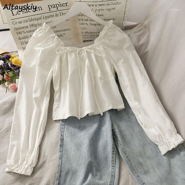 women's blouses & shirts solid women ruffles square collar korean style chic trendy leisure elegant all-match slim spring autumn picnic, White
women's blouses & shirts solid women ruffles square collar korean style chic trendy leisure elegant all-match slim spring autumn picnic, White
