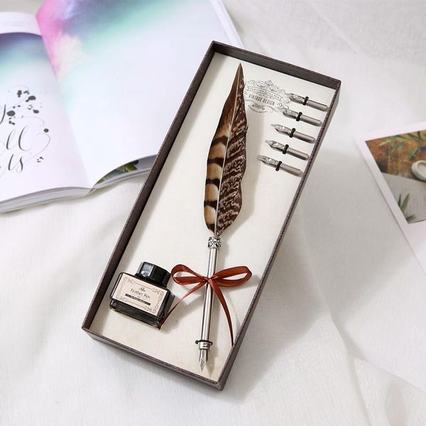 european and american retro feather pen business gift birthday signature natural stationery set writing fountain pens
european and american retro feather pen business gift birthday signature natural stationery set writing fountain pens