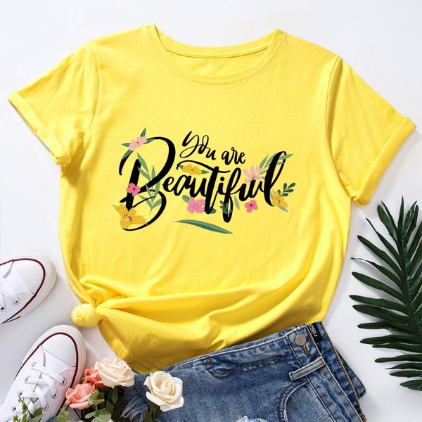 you are beautiful summer women's t-shirt vintage print t-shirts o neck short sleeve 2021 woman t shirt tees, White
you are beautiful summer women's t-shirt vintage print t-shirts o neck short sleeve 2021 woman t shirt tees, White