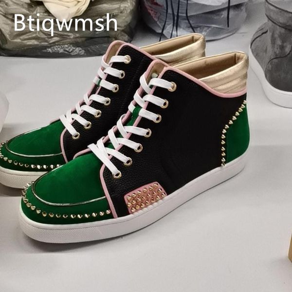 dress shoes green suede studded sneakers man round toe mixed color leather patchwork flat for men fashion loafer, Black
dress shoes green suede studded sneakers man round toe mixed color leather patchwork flat for men fashion loafer, Black