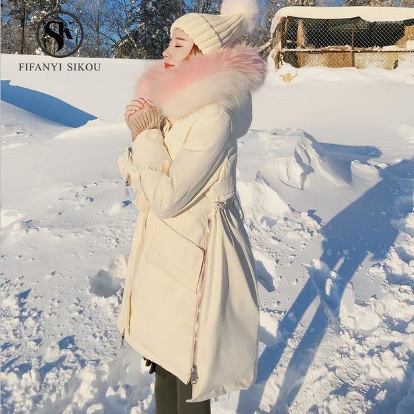 fashion big fur collar hooded down jacket women loose casual winter long coat thick warm parkas duck female1, Black
fashion big fur collar hooded down jacket women loose casual winter long coat thick warm parkas duck female1, Black