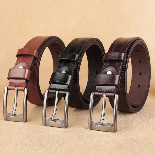 belts men's pin buckle fashion casual jeans with belt, Black;brown