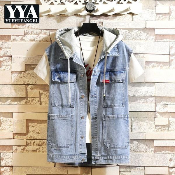 men's vests summer mens denim large size casual vest turn-down collar single breasted fashion korean style sleeveless jackets, Black;white
men's vests summer mens denim large size casual vest turn-down collar single breasted fashion korean style sleeveless jackets, Black;white