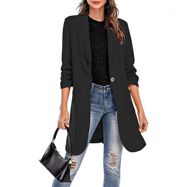 women's suits & blazers fashion autumn winter button trench coat long jacket korean loose casual black women jackets work wear, White;black
women's suits & blazers fashion autumn winter button trench coat long jacket korean loose casual black women jackets work wear, White;black