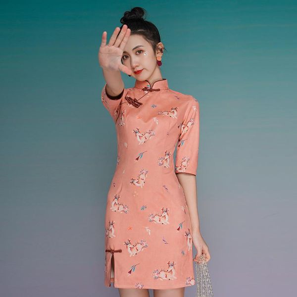 cheongsam young models in the girl improved little deer velvet long sleeve short summer dress casual dresses, Black;gray
cheongsam young models in the girl improved little deer velvet long sleeve short summer dress casual dresses, Black;gray
