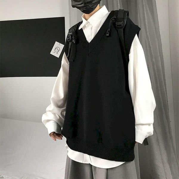 men sweater vest autumn solid color knitted male korean style trend loose v-neck sleeveless waistcoat college men's vests, Black;white
men sweater vest autumn solid color knitted male korean style trend loose v-neck sleeveless waistcoat college men's vests, Black;white
