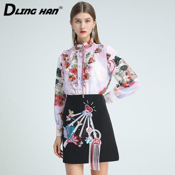 women's tracksuits dlinghan elegant ruffles stand collar floral print + embroidery tassel skirts two-piece set designer autumn women, Gray
women's tracksuits dlinghan elegant ruffles stand collar floral print + embroidery tassel skirts two-piece set designer autumn women, Gray