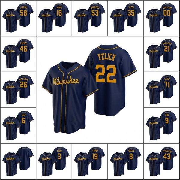 milwaukeebrewers baseball jersey #3 orlando arcia 19 robin yount 22 christian yelich 35 brent suter custom navy, Black
milwaukeebrewers baseball jersey #3 orlando arcia 19 robin yount 22 christian yelich 35 brent suter custom navy, Black