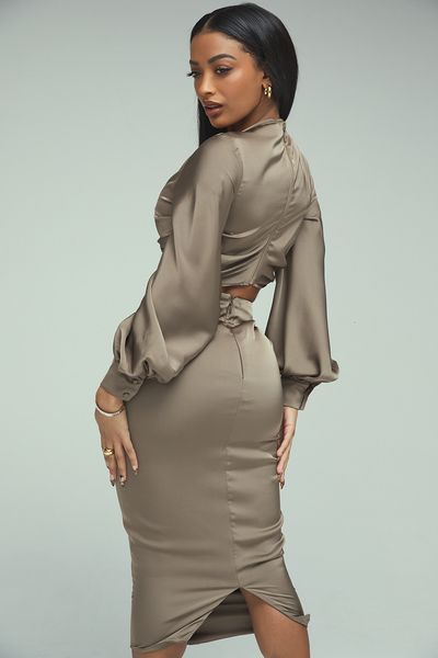 dresses the set of two pieces 2021 arrival long sleeve bodycon dress feminine summer satin olives combined 4swq, Black;gray
dresses the set of two pieces 2021 arrival long sleeve bodycon dress feminine summer satin olives combined 4swq, Black;gray
