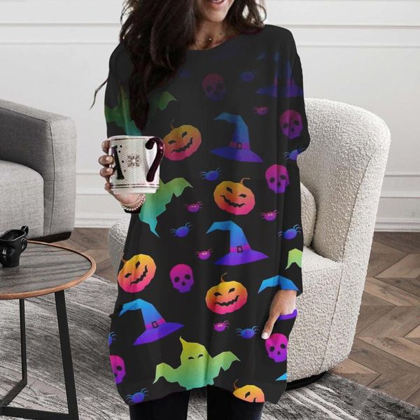 casual dresses loose halloween dress women printed o neck long sleeve pullover shirt with pocket oversized party 40#, Black;gray
casual dresses loose halloween dress women printed o neck long sleeve pullover shirt with pocket oversized party 40#, Black;gray