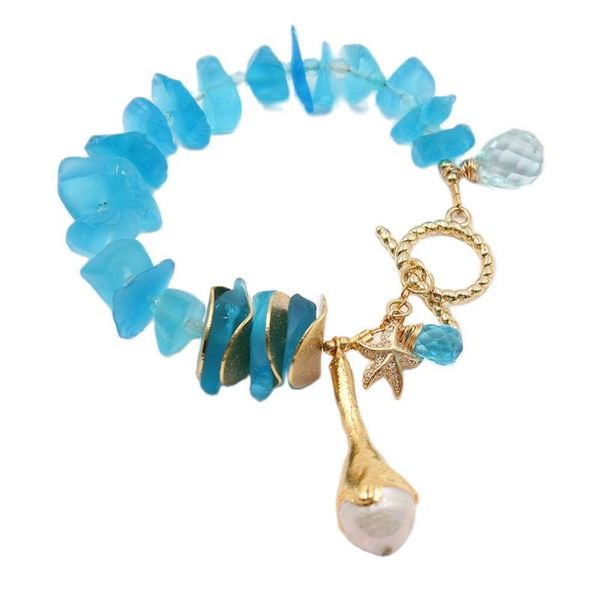 beaded, strands guaiguai jewelry natural blue glass quartzs electroplate gold color plated keshi pearl bracelet cz starfish charms for lady, Black
beaded, strands guaiguai jewelry natural blue glass quartzs electroplate gold color plated keshi pearl bracelet cz starfish charms for lady, Black